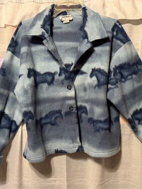 Banjo Blue Horse Print Fleece Jacket